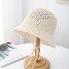 2025 Nuevo Estilo Calado Tejido Sombrero de Pescador para Mujer Versátil Domo Cabeza Grande Sombrero Wai de Cubeta Sombrero de Paja de Moda para Sol