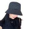 Un poco dulce ~ nuevo sombrero de pescador a cuadros azul marino para mujer, verano, fino, ala ancha, exterior, cara redonda, sombrero para el sol