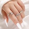 Joyería Ins Juego de Anillos Brillantes Anillos Abiertos Geométricos Exagerados para Mujer Estilo Europeo y Americano de Gama Alta de Nicho Transfronterizo