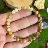 Pulseira de Cristal Amarelo com Contas, Europeia e Americana, Nova Moda, Estilo Casual Simples para o Dia a Dia, Pulseira Versátil com Cordão Elástico para Mulheres
