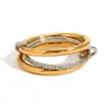 Item Quente de Moda Transfronteiriça Anel de Prata S925 Interligado Totalmente Cravejado com Zircônia Diamantada Bicolor Multi-Elemento Novo Item Quente Europeu e Americano