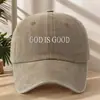 Boné de Beisebol Temu Transfronteiriço Lavável Estampa Digital de Letras God Is Good Esportes ao Ar Livre Boné Clássico Retro