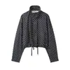 Ins Ropa de Mujer AliExpress Más Vendido Cuello Alto Lunares Gasa Chaqueta Bomber Estilo Piloto Abrigo