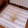 Colar Pingente Cabaça Banhado a Ouro Real 18K Novo Estilo Chinês Luxo Leve Versátil Corrente para Suéter Colar de Moda Personalizado com Temperamento