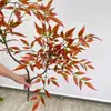 Simulación de una sola exhibición de ventana de ingeniería floral de decoración del hogar de estilo nuevo chino Nantianzhu, simulación de hojas de madera pintadas de verde