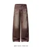 Jeans rectos holgados de pierna ancha para hombre, estilo retro americano lavado, versátiles, casuales, que realzan la altura, adelgazantes, de pierna ancha, pantalones de moda