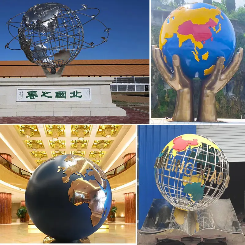 大型校园不锈钢地图雕塑
