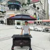 Carrito de puesto móvil con tablero grande, altura ajustable, plegable, carrito portátil para snacks al aire libre, carrito de camping, carrito empujado a mano