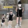 2026 Nuevo Chaleco Casual Deportivo Simple de Bloques de Color Ropa de Verano para Niños Pantalones Cortos Holgados Modernos Conjunto de Dos Piezas para Niñas