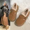 Zapatos Birkenstock Mate para Mujer con Terciopelo Plus Suela Gruesa Botas de Nieve 2026 Nuevo Estilo Invierno Zapatos de Algodón para Aumentar Altura Zapatos de Pan