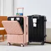 Mala Multifuncional de Abertura Frontal de 20 Polegadas Estilo Novo Caixa com Haste de Tração para Estudantes Mulheres Mala de Viagem Durável Rodas Universais Resistentes