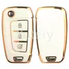 Adecuado para Cubierta de Llave de Coche Plegable Nueva Yuedong de 3 Botones Bolsa para Llaves Cubierta Protectora de TPU Borde Dorado