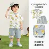 Conjunto de Algodón Puro Panda Kaka para Niños, Atuendo de Verano para Niñas, Conjunto de Dos Piezas con Pantalones Cortos de Manga Corta de Verano para Niños, Ropa de Bebé de Moda