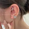 Pendientes Retro Franceses Huecos de Circonita con Forma de Corazón para Mujer, Pendientes de Cruz de Lujo Ligero de Moda de Gama Alta, Pendientes Versátiles