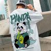 2026 Nova Camiseta Panda Estilo Chinês Manga Curta Masculina Tendência Solta Tamanho Grande Camiseta Estilo Chinês Cor Sólida Camiseta Manga Meia