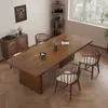 Mesa e Cadeiras de Jantar Criativas Nórdicas em Madeira Maciça Combinação Mesa Longa de Tronco como Mesa de Jantar e Estante Integrada para Casa