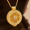 Loja de ouro com o mesmo estilo caixa gabu pingente de mantras de seis caracteres colar bússola de oito tesouros do tempo corrente corrente de suéter retrô chinês