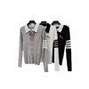Suéter de punto de manga larga con cuello polo para mujer, estilo universitario, bloques de color, nuevo modelo otoño 2026, corte ajustado, favorecedor, suéter de capa base