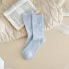 Calcetines de Lana Gruesos Bordados con Lazo Suaves y Felpudos para Otoño e Invierno Calcetines Holgados Dulces Coreanos para Mujer