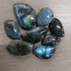 Vendas Diretas de Fabricantes do Mar da China Oriental de Acessórios de Joias de Cristal Natural Labradorita Pedra da Lua Azul Forma Geométrica Irregular, Atacado Personalizado