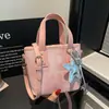 Bolsa Tote Balde Transversal Feminina Elegante Cor Sólida Verão 2026 Novo Estilo Coreano Tendência Estrela Pingente Menina