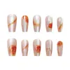 Unhas Postiças Curta Estilo Chinês Rosa Aquarelado, 10 Peças, Tamanhos Variados, Arte de Unha Simples, Unhas Postiças Olho de Gato Feitas à Mão
