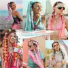 Peluca de Nuevo Estilo para Mujer, Cola de Caballo Larga Trenza Grande de Fibra Sintética de Colores, Trenza Grande de Color Dorado Láser de un Solo Hilo, Accesorio para el Cabello de Chica Popular