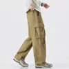 Pantalones casuales de camuflaje retro americano para hombre, pantalones cargo de pierna ancha de alta costura para primavera y otoño, pantalones largos holgados de pierna recta tipo paracaidista