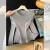 Elegante suéter de punto con volantes y manga larga para mujer, suéter de capa interior para otoño e invierno, camisa base ajustada para mujeres petite