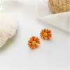 Pendientes de flor de pétalo de margarita de Corea del Sur para mujer, aguja de plata s925, simples, frescos, de temperamento, pendientes pequeños, joyería para la oreja, moda