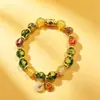 Pulsera de Hoja de Oro Nafu Pulsera de Cuentas de Hoja de Oro Joyería de Bestia Devoradora de Oro Pulsera de Vidrio con Cuentas Doradas Estilo Retro para Pareja
