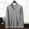Suéter de Cachemira con Cuello en V para Hombre Otoño e Invierno Nuevo Suéter Base de Manga Larga para Hombre Suéter de Cachemira Una Pieza Envío Directo