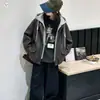 Chaqueta de cuero con capucha de dos piezas sintéticas para niña, nueva colección otoño 2026, chaqueta estilo coreano para niños mayores, prenda exterior de otoño con cremallera