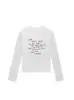 Camiseta Blanca y Gris de Cuello Redondo y Manga Larga para Mujer, Marca de Moda Estilo Americano, Diseño Simple de Letras, Corte Ajustado, Preciosa Camiseta Interior