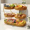 Estante de Bocadillos de Escritorio Bandeja de Frutas para Uso en el Hogar en la Sala de Estar Mesa de Café, Canasta de Frutas de Lujo de Múltiples Capas de Gama Alta, Estante de Almacenamiento de Bocadillos y Frutas Secas