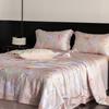 Colcha de Doble Aire Acondicionado para Dormir Desnudo Lyocell Tencel Estampado Digital Floral Americano 50S Lavable a Máquina Colcha de Fibra de Soya