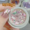 Brocado rosa Aurora arte de uñas polvo de terciopelo de nieve ultrafino cristal de hielo polarizado hada de ensueño color mágico Polvo de ópalo Joyería para la punta del dedo