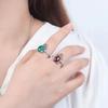 Anillo de Sapo Rana de Calcedonia Color Granate Esmeralda Nuevo Estilo Literario Étnico Retro para Mujer