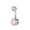 Piercing de Ombligo Personalizado de Titanio de la Fábrica de Origen, Piercing de Titanio F136 con Circonita Doble Extremo con Rosca Interna, Aro de Ombligo para Mujeres