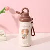 Copo de desenho animado de alta qualidade com alça e alça, portátil para meninas, copo de beber direto, copo de viagem ao ar livre, atacado