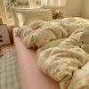 Juego de Cama de Hilo de Algodón de Doble Capa de Cuatro Piezas Cubre Edredón Engrosado Cama de Dormitorio Sábanas Juego de Tres Piezas Universal para Todas las Estaciones Nuevo Estilo 2024