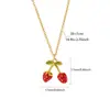Collar Colgante de Corazón Chapado en Oro de 18K Acero de Titanio Transfronterizo Lujo Accesible Lindo Goteo de Aceite Cereza Fresa Cadena para Clavícula con Goteo de Aceite para Mujeres