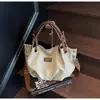 Bolsa de mano casual retro de bloques de color, gran capacidad, adecuada para ir al trabajo, bolso de hombro simple, bolsa de mano plisada de moda, se puede llevar en la mano o cruzada