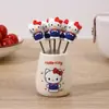 Set de Tenedores de Fruta de Gato de Dibujos Animados Lindo Creativo Alta Apariencia Seguridad Acero Inoxidable de Grado Alimenticio Tenedores de Fruta