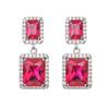 Light Luxury Red Corundum 925 Sterling Prata Pin Brincos Simples Micro-incrustados Brincos de Zircão Moda Europeia e Americana Brincos Vintage