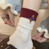 Creativas y Lindas con Valor Total ~ Calcetines con Puño de Color Contrastante, Calcetines de Doble Aguja para Mujer, Calcetines de Media Caña Lindos de Dibujos Animados de Moda