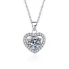 Collar de Moissanita de Imitación de 2 Quilates para Mujer Chapado en Oro Blanco Pt950 Cadena para Clavícula Ocho Corazones y Ocho Flechas Colgante de Circonita Joyería