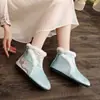 2024 Nuevo Estilo Chino Zapatos de Tela Bordados del Viejo Pekín Zapatos de Otoño de la Dinastía Han Botas Cortas Planas de Disfraz Antiguo Zapatos para Mujer