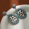 Aretes de Girasol Étnicos Retro Europeos y Americanos de Plata Antigua de Alta Gama para Mujer Aretes Bohemios de Turquesa Accesorios para Banquetes