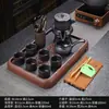 Conjunto de chá kung fu em argila roxa, xícara de chá gaiwan em argila roxa estilo vintage, conjunto de bule para uso doméstico, ferramenta de preparo de chá anti-escaldante de moedor de pedra para conveniência